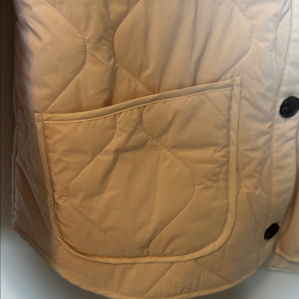 Old Navy Cream Quilted Button-Front Puffer Jacket - Picture 3 of 5